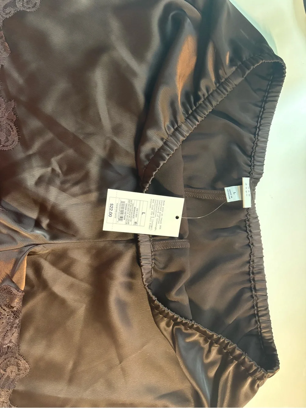 Target Brown Satin Lace-Trim Sleep Shorts - Picture 2 of 2